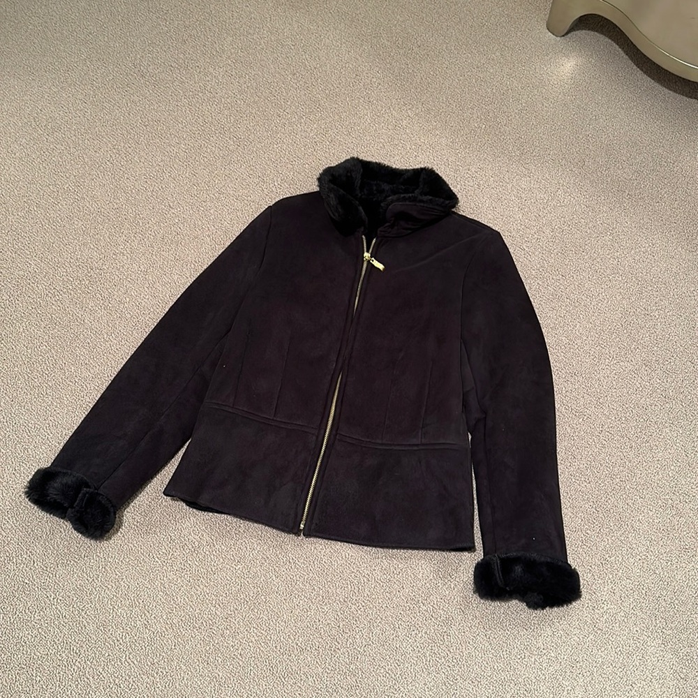 Larry Levine suede black jacket. Size S. Made in Egypt.